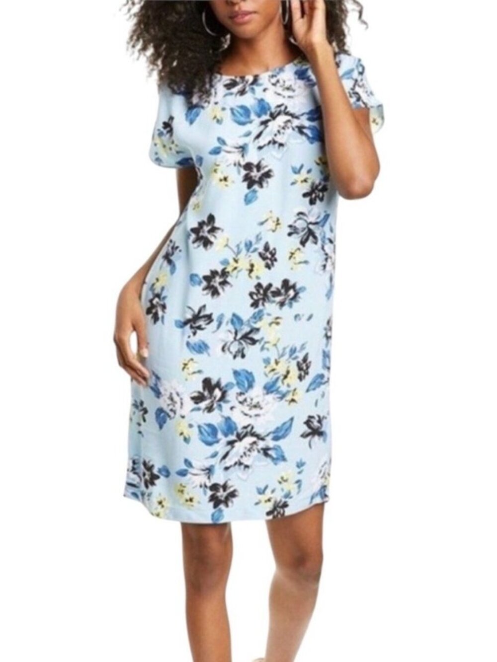 NWT Diane Von Furstenberg Danika Floral Shift Dress Blue Size Large $348 [jb]